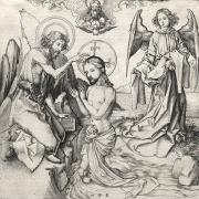 M.Schongauer : Jézus megkeresztelése a Jordán folyóban,fametszet 1542
